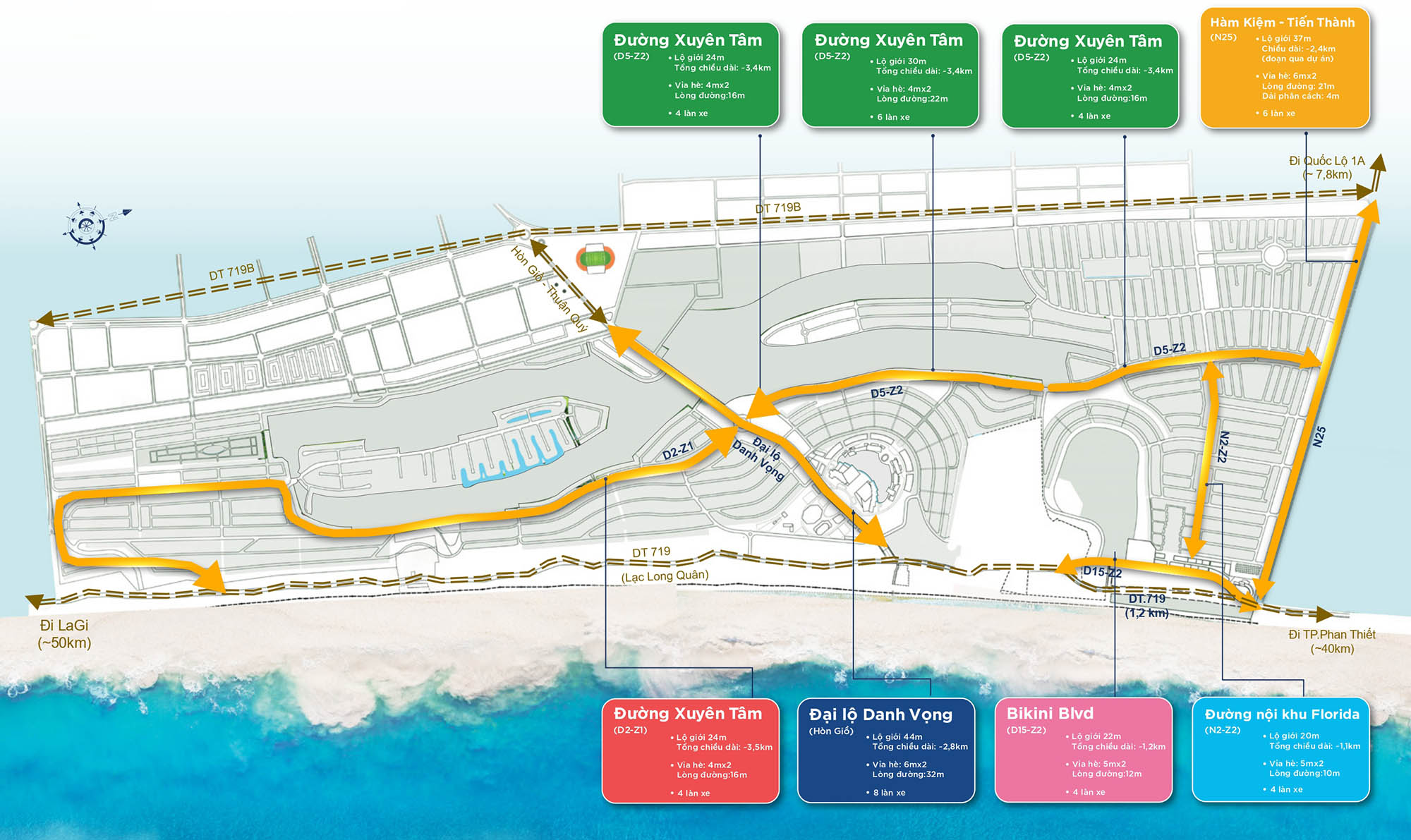 Hình 4 vị trí - trục đường chính dự án