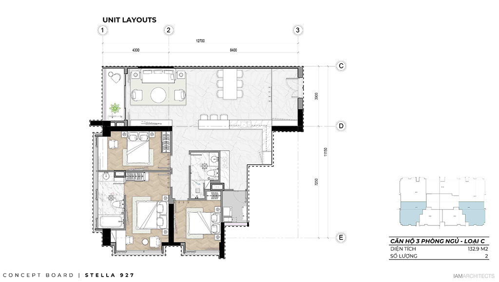 thiet ke can ho 3 phong ngu du an can ho stella residence 3